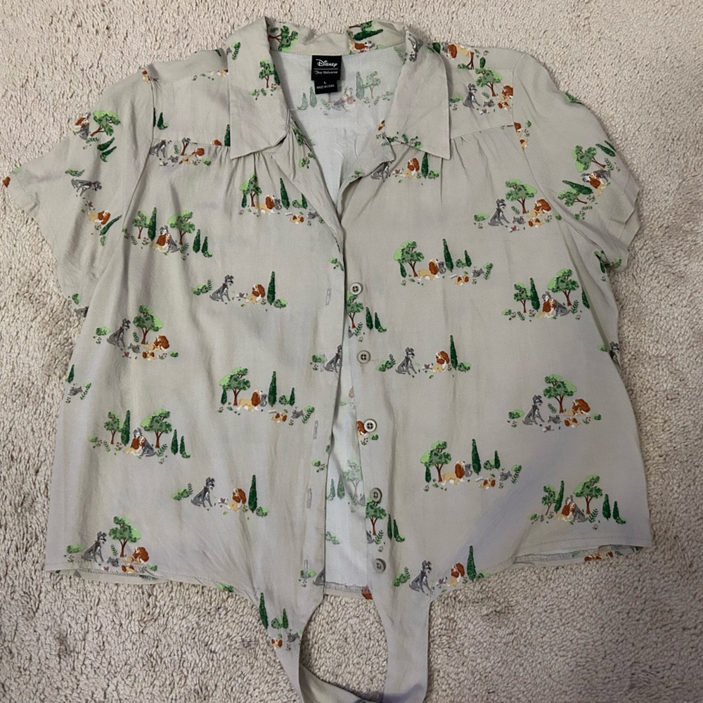 Disney Our Universe Shirt with Green and Brown Print